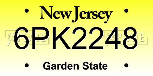 6PK2248 New Jersey License Plate