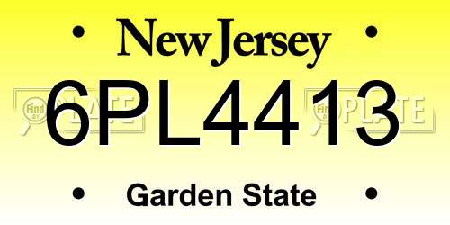 6PL4413 New Jersey License Plate