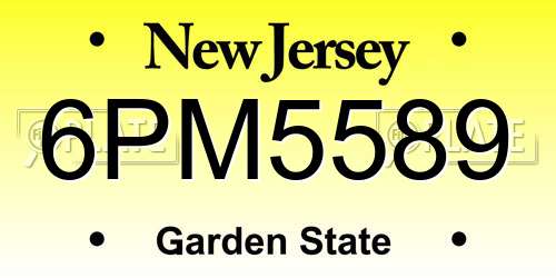 6PM5589 New Jersey License Plate