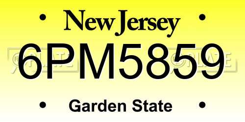 6PM5859 New Jersey License Plate