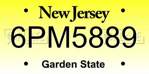 6PM5889 New Jersey License Plate