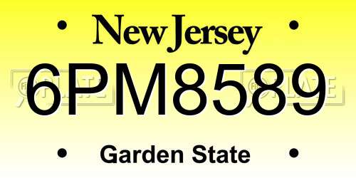6PM8589 New Jersey License Plate