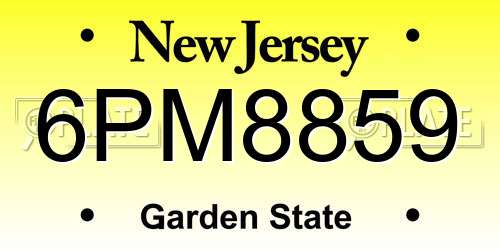 6PM8859 New Jersey License Plate