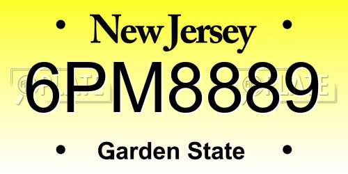 6PM8889 New Jersey License Plate
