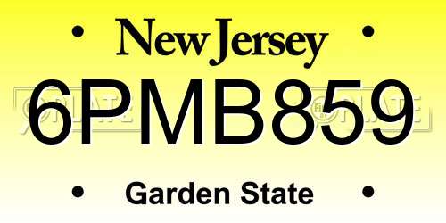 6PMB859 New Jersey License Plate