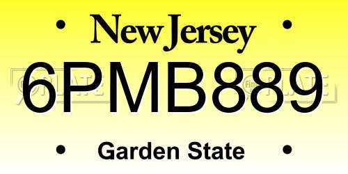 6PMB889 New Jersey License Plate