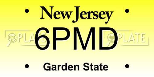 6PMD New Jersey License Plate