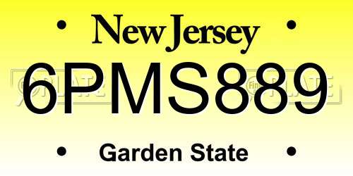 6PMS889 New Jersey License Plate