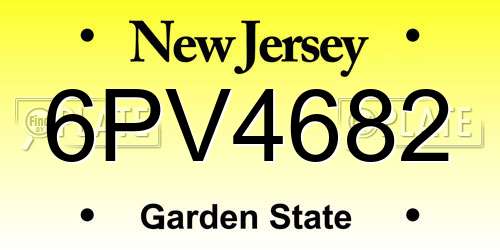6PV4682 New Jersey License Plate