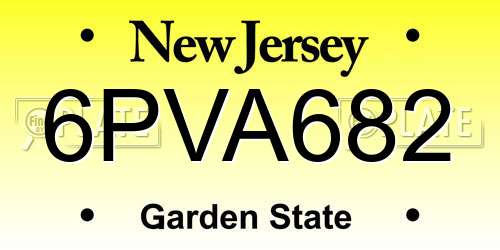 6PVA682 New Jersey License Plate
