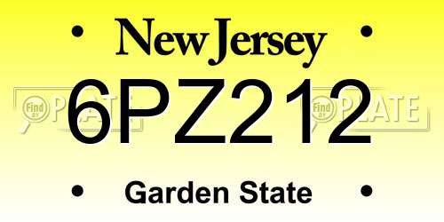 6PZ212 New Jersey License Plate