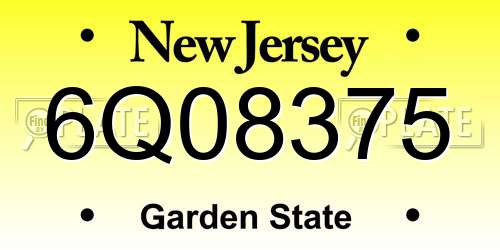 6Q08375 New Jersey License Plate