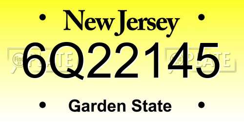 6Q22145 New Jersey License Plate