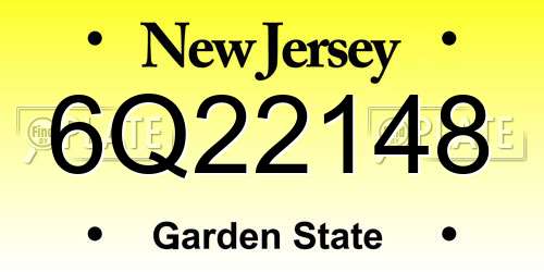 6Q22148 New Jersey License Plate