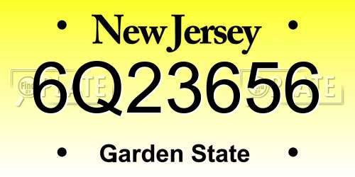 6Q23656 New Jersey License Plate