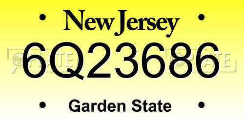 6Q23686 New Jersey License Plate
