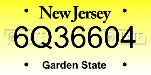6Q36604 New Jersey License Plate