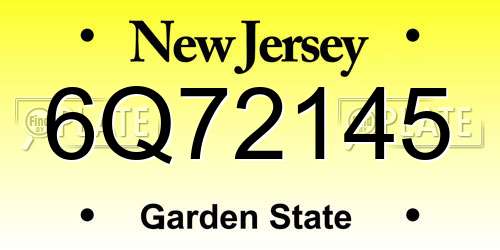 6Q72145 New Jersey License Plate