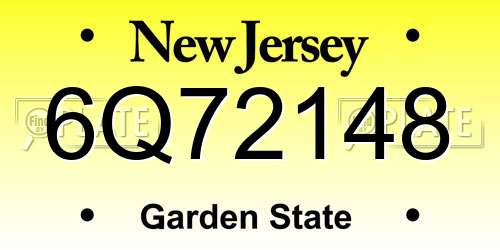 6Q72148 New Jersey License Plate