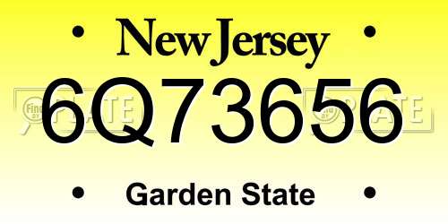 6Q73656 New Jersey License Plate