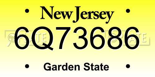 6Q73686 New Jersey License Plate