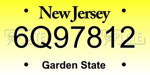 6Q97812 New Jersey License Plate