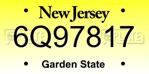 6Q97817 New Jersey License Plate