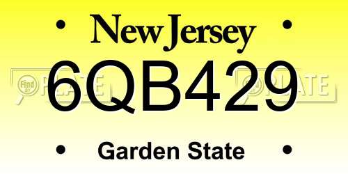 6QB429 New Jersey License Plate
