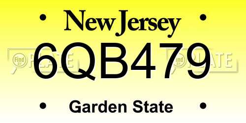 6QB479 New Jersey License Plate
