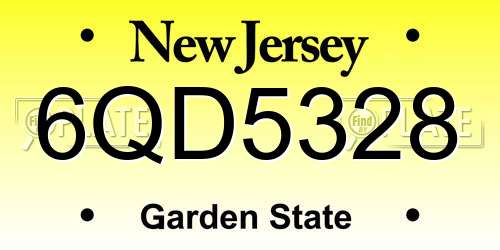 6QD5328 New Jersey License Plate