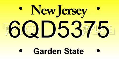 6QD5375 New Jersey License Plate
