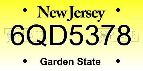 6QD5378 New Jersey License Plate