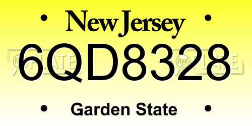 6QD8328 New Jersey License Plate