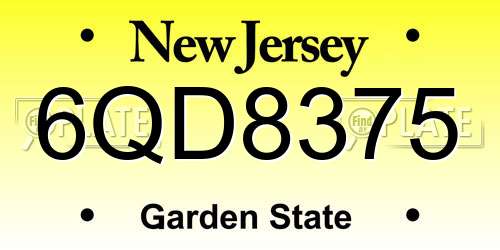 6QD8375 New Jersey License Plate