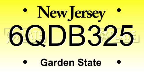 6QDB325 New Jersey License Plate