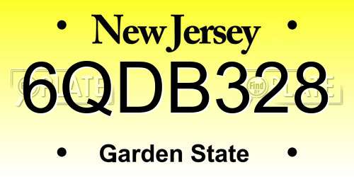 6QDB328 New Jersey License Plate
