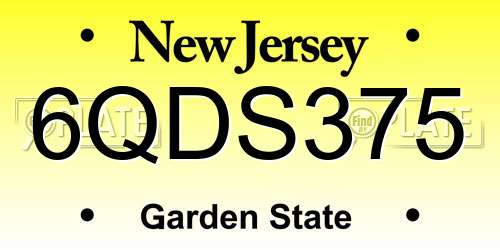 6QDS375 New Jersey License Plate