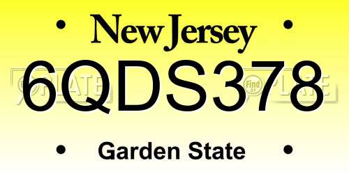 6QDS378 New Jersey License Plate