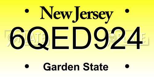 6QED924 New Jersey License Plate