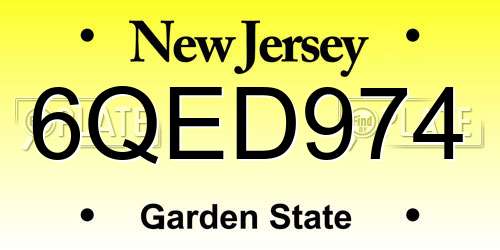 6QED974 New Jersey License Plate