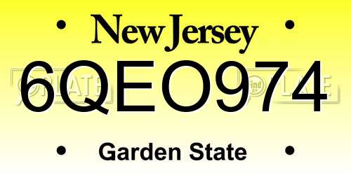 6QEO974 New Jersey License Plate