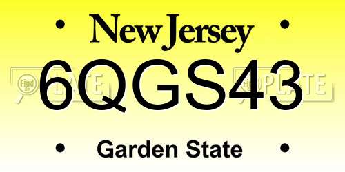 6QGS43 New Jersey License Plate