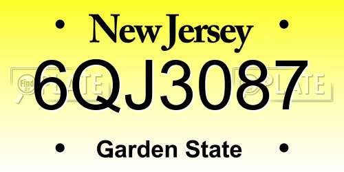 6QJ3087 New Jersey License Plate