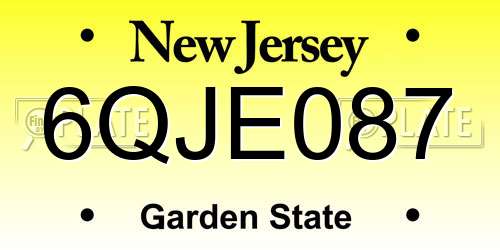6QJE087 New Jersey License Plate