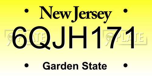 6QJH171 New Jersey License Plate