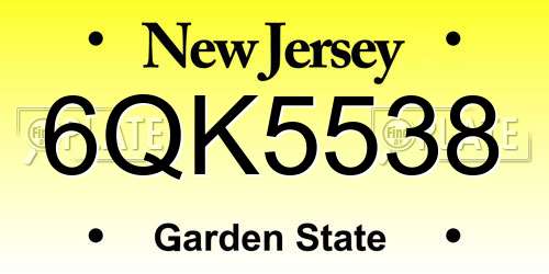 6QK5538 New Jersey License Plate