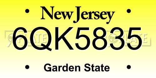 6QK5835 New Jersey License Plate