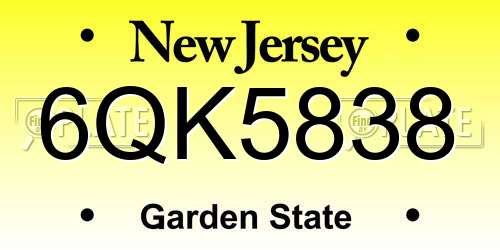 6QK5838 New Jersey License Plate