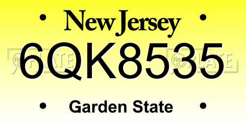 6QK8535 New Jersey License Plate