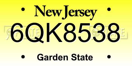 6QK8538 New Jersey License Plate